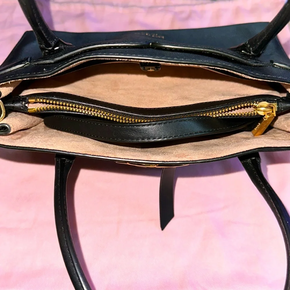 kate spade Black Pebbled Leather Satchel with Gold Hardware